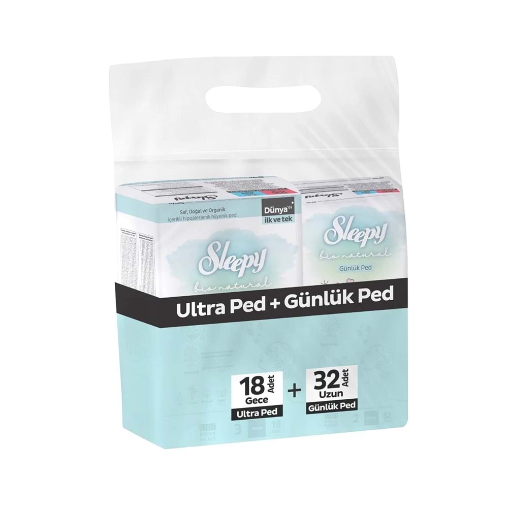 SLEEPY BIO NATURAL 18 ADET GECE ULTRA+32 ADET UZUN GÜNLÜK PED