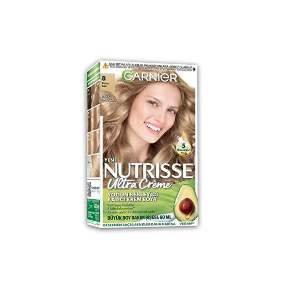 GARNIER NUTRISSE YOĞUN BESLEYİCİ KALICI KREM BOYA 8 KOYU SARI