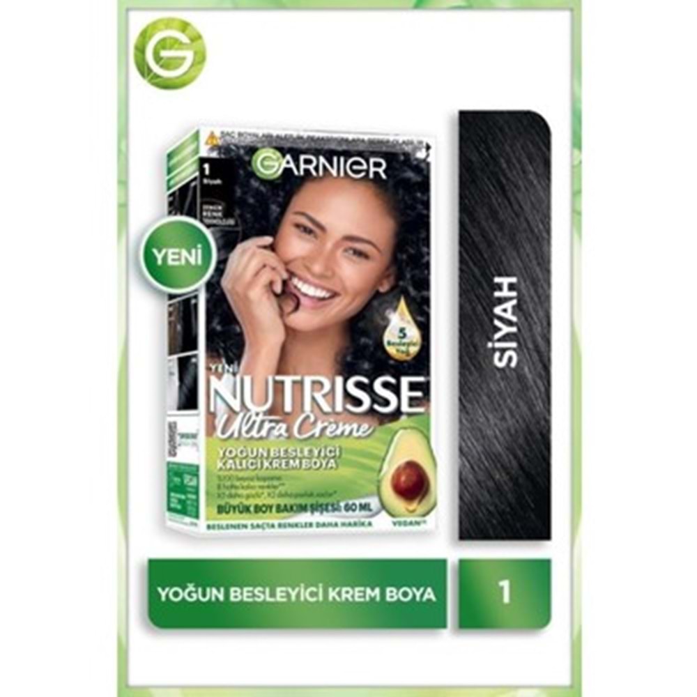 GARNIER NUTRISSE YOĞUN BESLEYİCİ KALICI KREM BOYA 1 SİYAH