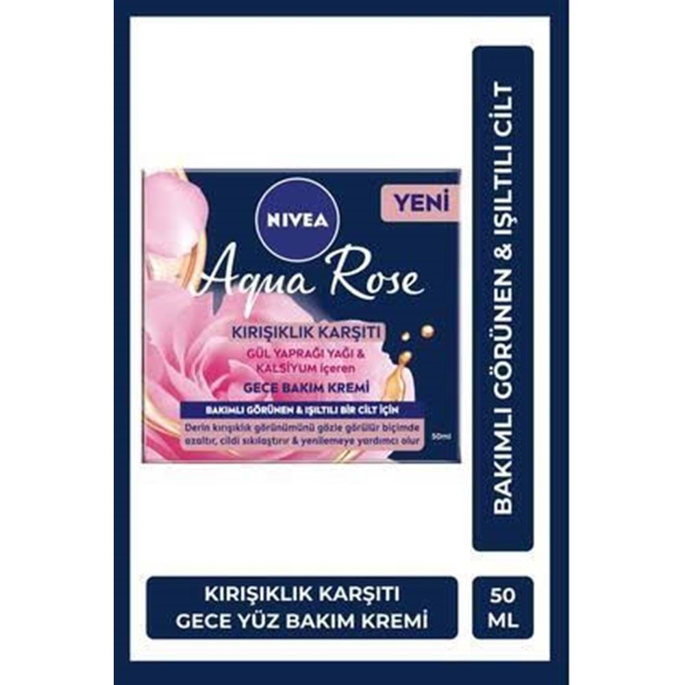 NIVEA AQUA ROSE KIRIŞIKLIK KARŞITI GECE BAKIM KREMİ 50 ML