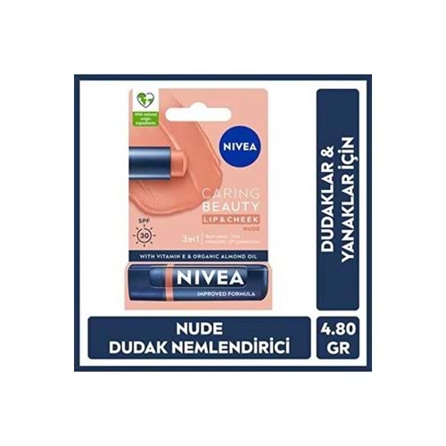 NIVEA CARING BEAUTY NUDE DUDAK KREMİ 4,8 G