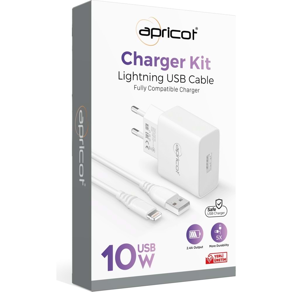 APRICOT ŞARJ ALETİ LIGHTNING USB 10W APC-U210L