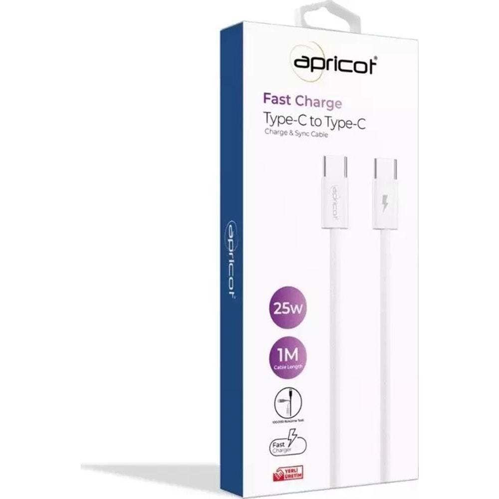 APRICOT ŞARJ KABLOSU TYPE-C TO TYPE-C 25W 1M APC-PD10T