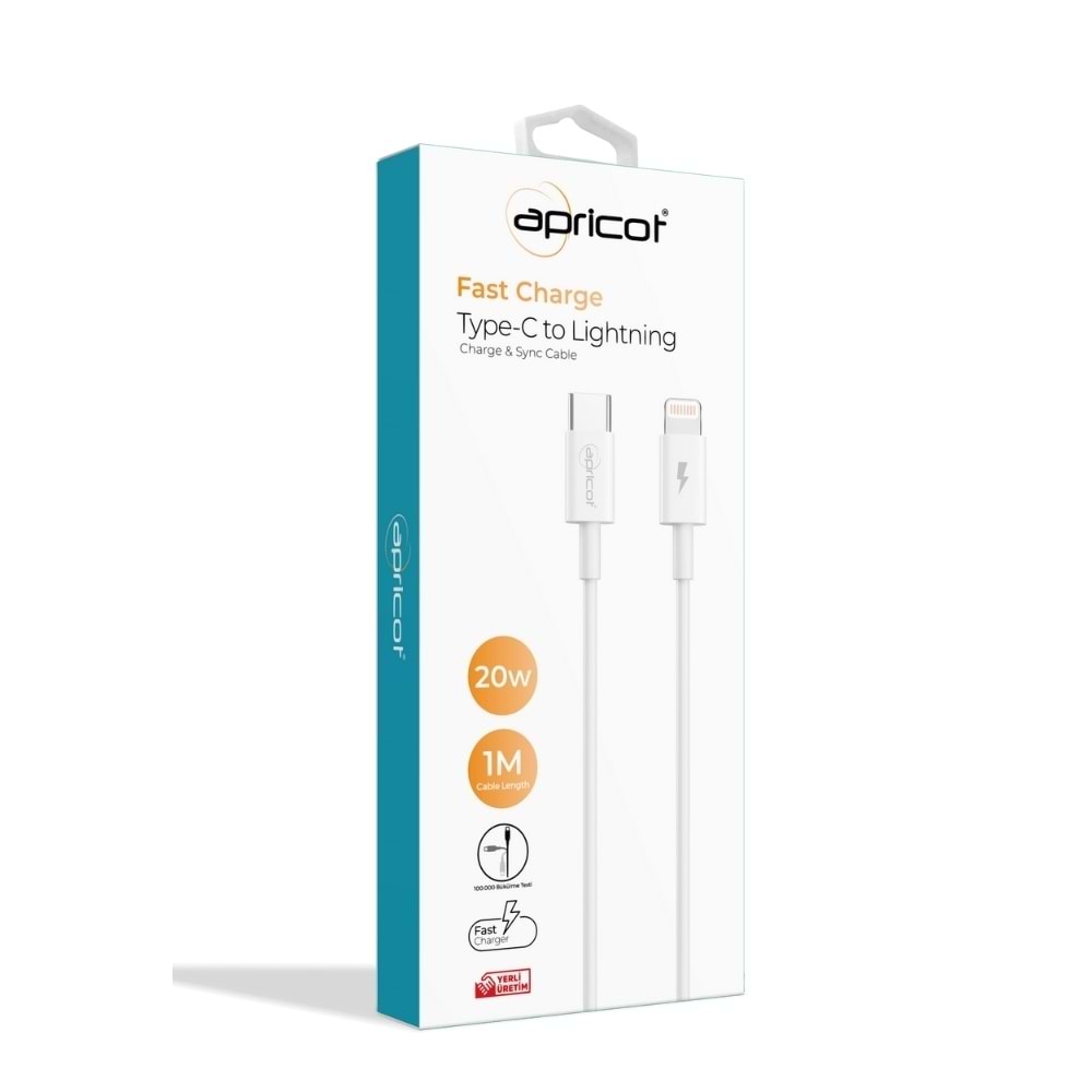 APRICOT ŞARJ KABLOSU TYPE-C TO LIGHTNING 20W 1M APC-PD15L