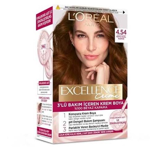 LOREAL EXCELLENCE CREME SAÇ BOYASI 4.54 KOYU KIZIL KAHVE