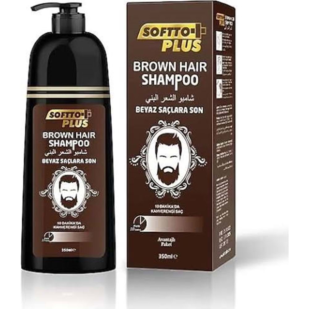 SOFTTO PLUS BROWN HAIR SHAMPOO BEYAZ SAÇLAR İÇİN KAHVERENGİ ŞAMPUAN 350 ML