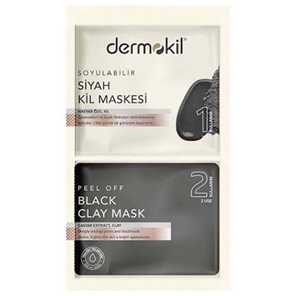 DERMOKİL SOYULABİLİR SİYAH KİL MASKESİ 7,5 ML X 2