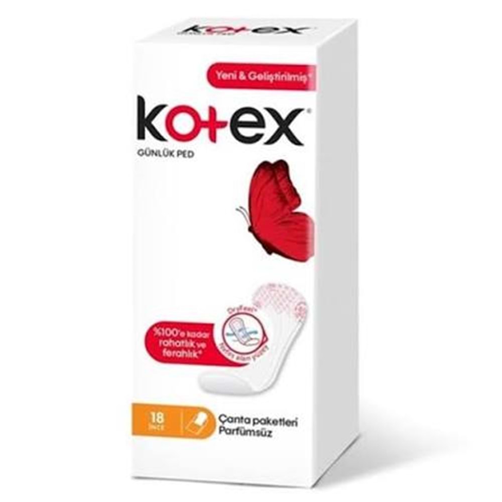 KOTEX İNCE GÜNLÜK PARFÜMSÜZ PED 18